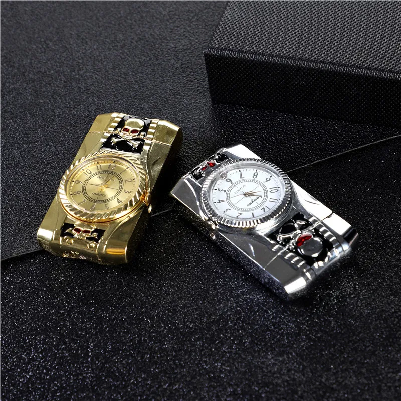 Креативные электронные часы с подсветкой металлическая зажигалка газовая зажигалка турбо Зажигалка сигарные зажигалки принадлежности для курения