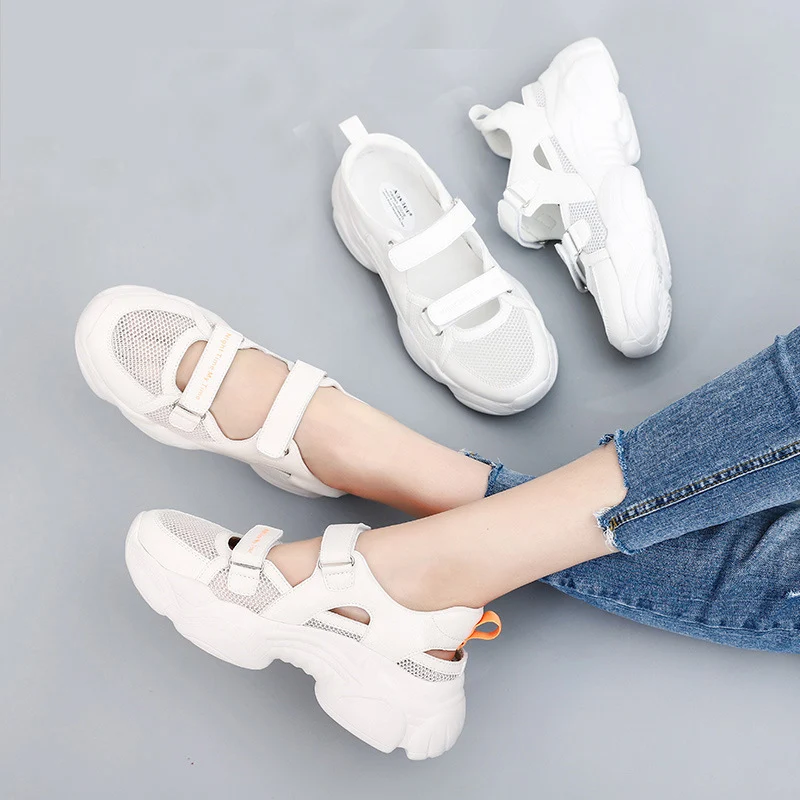 Повседневная Белая обувь; женские кроссовки на массивной платформе; chaussures femme; Модная брендовая женская обувь на массивной платформе; дышащая Бежевая обувь