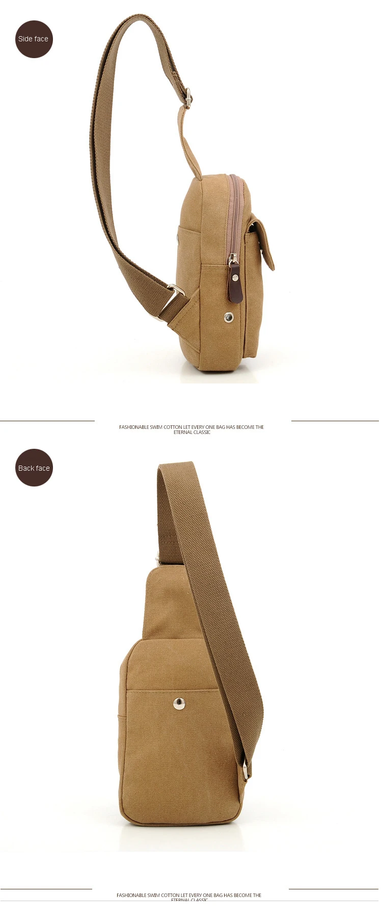 Men's backpack canvas backpack Sports sling bag Outdoor Cycling Running Messenger Bag Shoulder Bag backpack Black, coffee ,khaki (12)