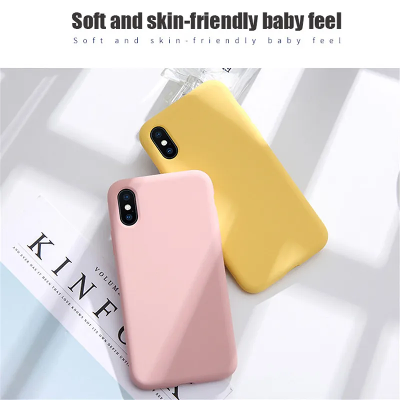 Original Simple Color Silicone Phone Case for iPhone 6 6S 7 8 Plus Cute Candy Color Soft Back Cover for iPhone XR XS Max Cases