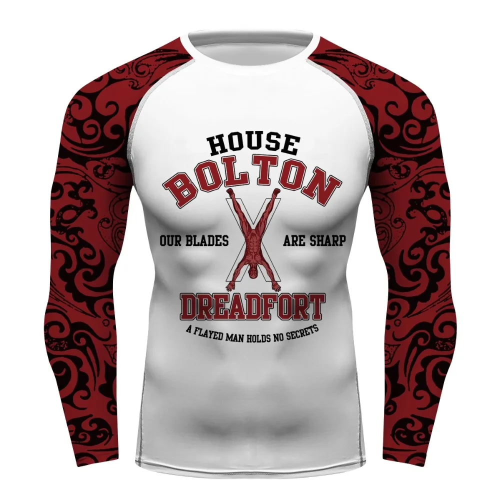

Custom Game of Throne bolton compression shirt long sleeve rashguar men Fitness tops t-shirt boy men's T shirt