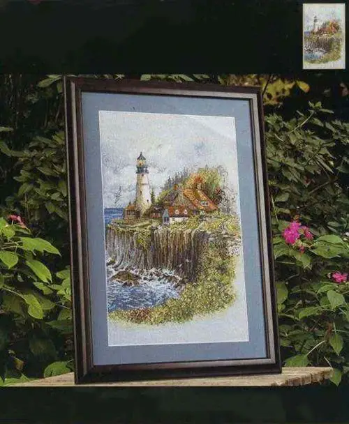 

Gold Collection Beautiful Lovely Counted Cross Stitch Kit Cliffside Lighthouse Cliff Light House Harbour Haven bucilla