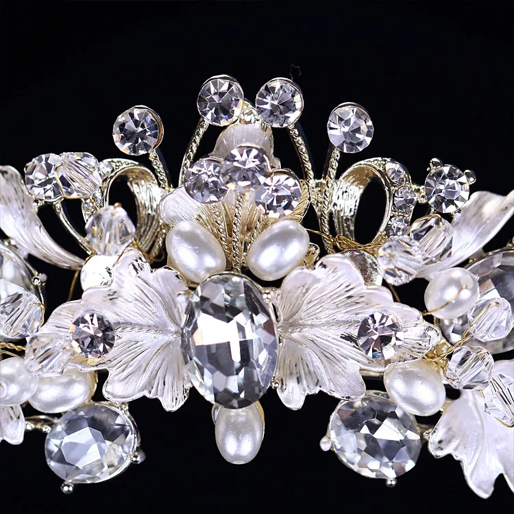 Hair Accessory Hair Headdress Bridal Headwear Hair Band Crown Baroque Vintage Gold Color Rhinestone Pearl Flower Bridal Crowns Tiaras Headband Crystal Diadem Crown Wedding Hair Accessories