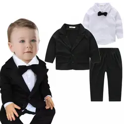 Комбинезоны для маленьких мальчиков, Весенняя детская одежда для мальчиков, 3 шт., Одежда для новорожденных джентльменов, комплекты одежды