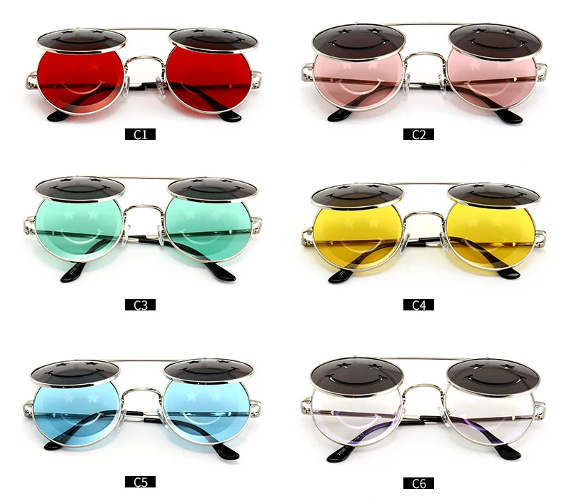 JackJad, Модные металлические круглые солнцезащитные очки в стиле стимпанк, Винтажные Солнцезащитные очки со смайликом и Откидывающейся Крышкой, Oculos De Sol 27050