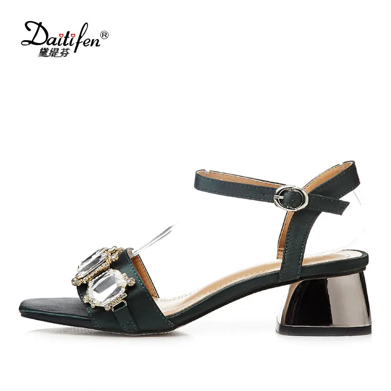 

Daitifen Ankle Strappy Shoes Woman Summer Sandals Ladies Glittering Crystal Dancing Wedding Shoes Peep Toe Girl's High Heels