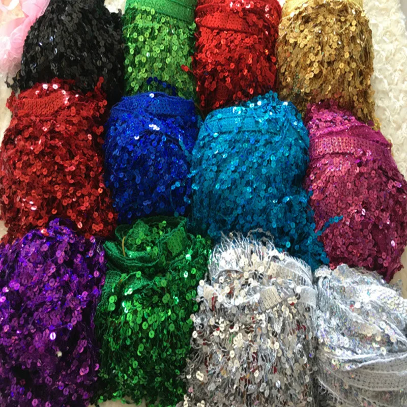 (10 yards/lot) 6 inches sequins tassel fringe decorative curtain lace