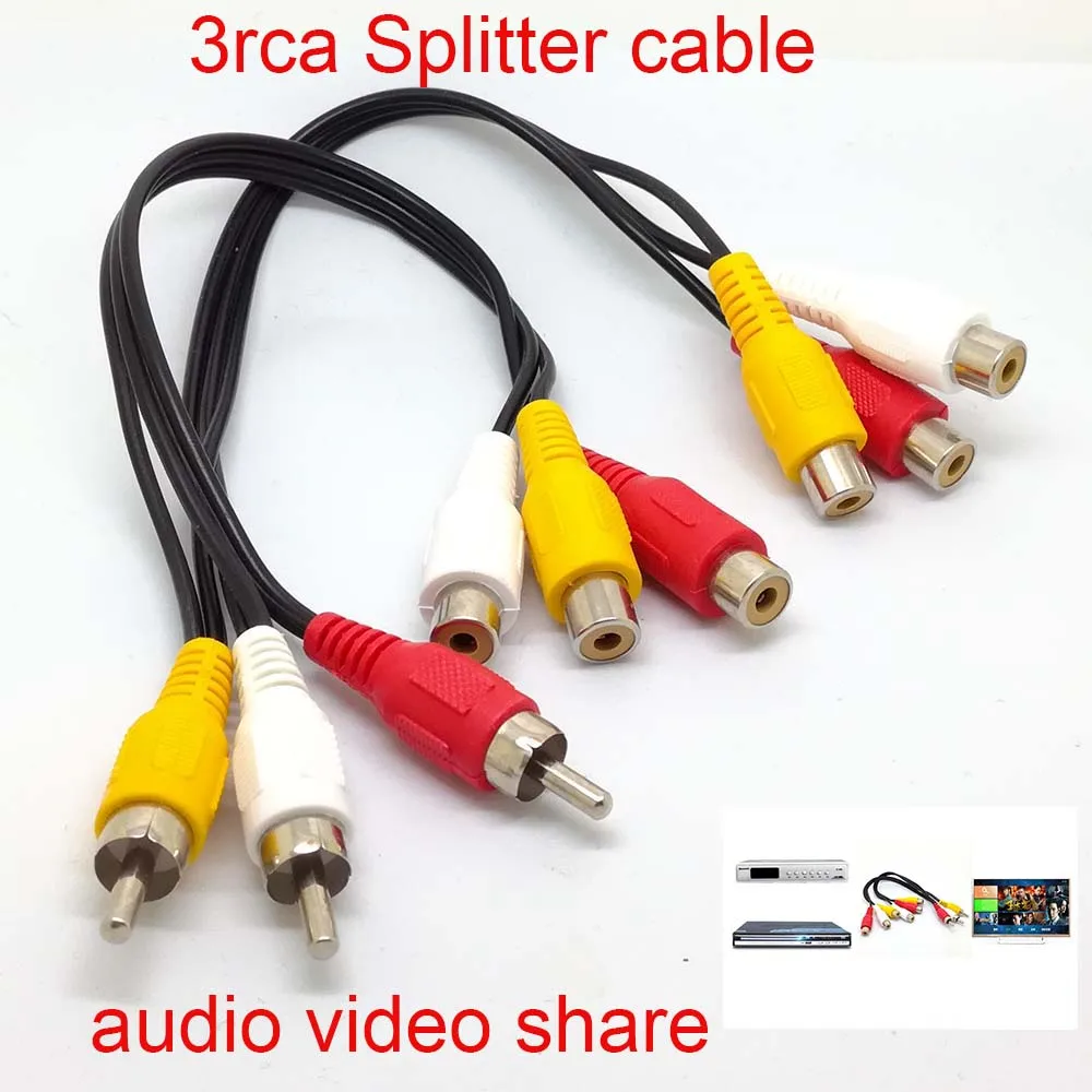 10 قطعة 3RCA الذكور جاك إلى 6 RCA أنثى التوصيل الفاصل الصوت والفيديو AV التلفزيون DVD كابل