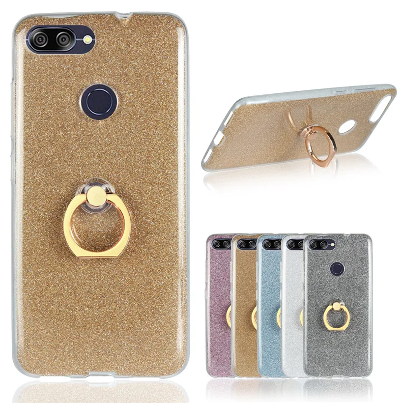 

HEMASOLY Case For ASUS ZB570TL Case Glitter For ASUS Zenfone Max Plus (M1) ZB570TL Silicone Case Luxury Bling Finger Ring Cover