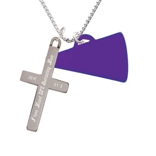 Acrylic 1.25 Purple Megaphone - Everlasting Love - Cross Necklace (1)