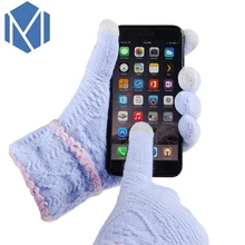 Q Arrivial девушки и женщины трикотажные женские зимние перчатки теплые варежки Кнопка Стиль экран перчатки для сенсорного экрана для девочек подарок на день рождения