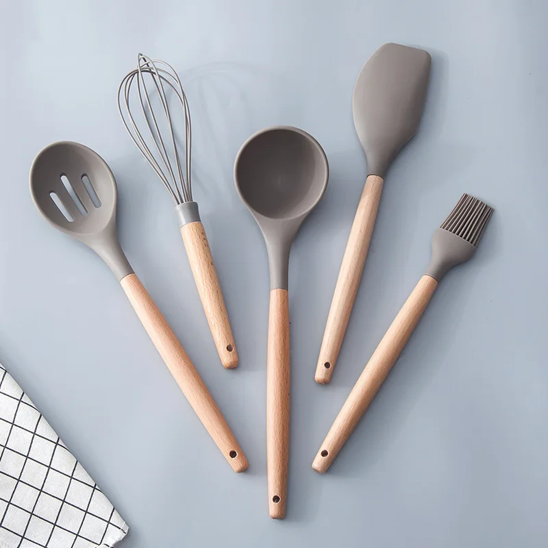 

Kitchenware Silicone Heat Resistant Kitchen Cooking Utensils Non-Stick Baking Tool Cooking Tool Sets Spoons Ladle Turner