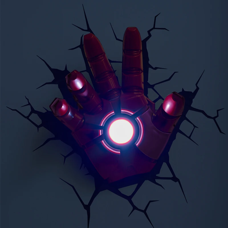 

Marvel Hero Iron man Hand2 LED 3D Nightlight for Kid Boy Gift Cartoon Wall Decoration Holiday Party Movies Lighting IY303164