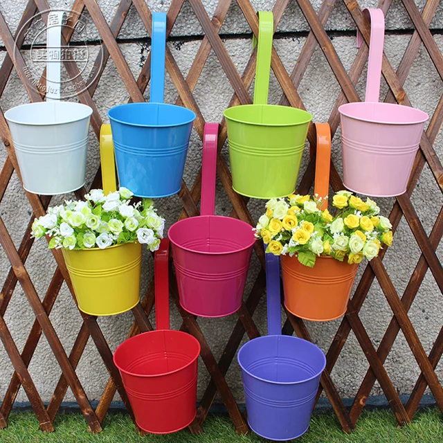 4pcs New Metal Hanging Barrels Removable Hook Wall Pots Iron Flower New Metal Hanging Barrels Removable Hook Wall Pots Iron Flower Holder Indoor Outdoor Walls