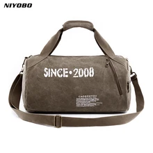 ¡Novedad de 2018! bolso de lona para hombre de NIYOBO, bolso de viaje cilíndrico Vintage, bolso Casual de viaje, bolsos de hombro para mujer, Bolsa femenina