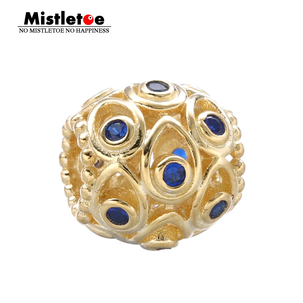 

Authentic 925 Sterling Silver Ocean Treasures, Deep-Blue CZ Charm Bead Fit European Bracelet Jewelry