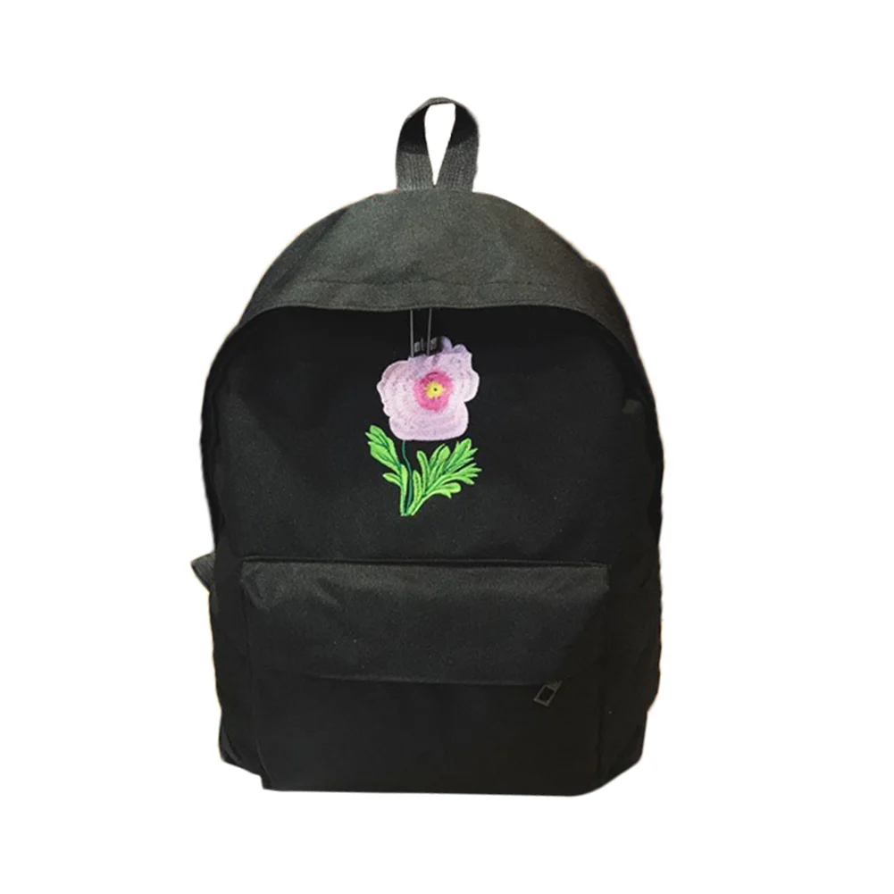 Women Girls Flower Embroidery Backpack Canvas Casual Large Capacity
