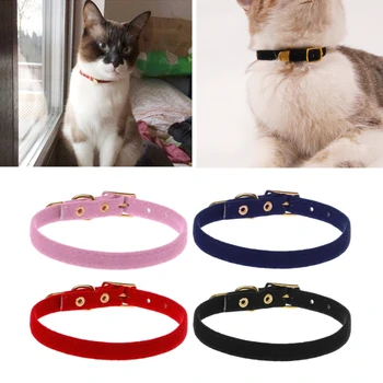

Pet Cat Collar Safety for Small Dog Cat Elastic Adjustable Soft Velvet Material