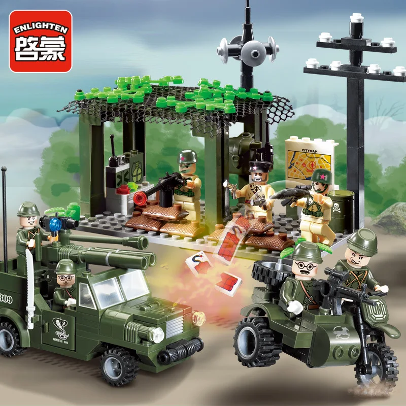 

809 ENLIGHTEN Detection Military Intercept Vehicles Model Building Blocks Action Figure Toys For Children Compatible Legoe