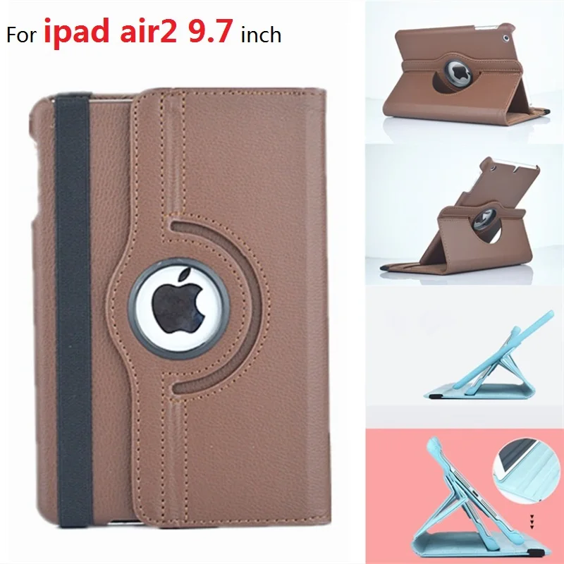 

New Tablet Coque for iPad air 2 9.7 inch Case 360 Rotation Flip Stand Protective Cover for iPad air2 Smart Cover A1566/A1567
