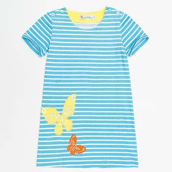 

Baby Dresses 100% Cotton Girl Blouses Embroidery Summer Short Kids Tops Jumpers Children Sweatshirts Stripe Shirts