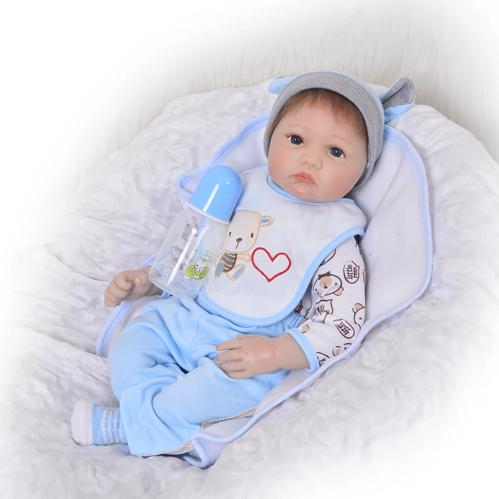 

Reborn DIY Baby 22'' Soft Silicone Realistic Reborn Dolls 55 cm Wear Cartoon Clothes Ethnic Bebe So Truly Kids Playmates Hot