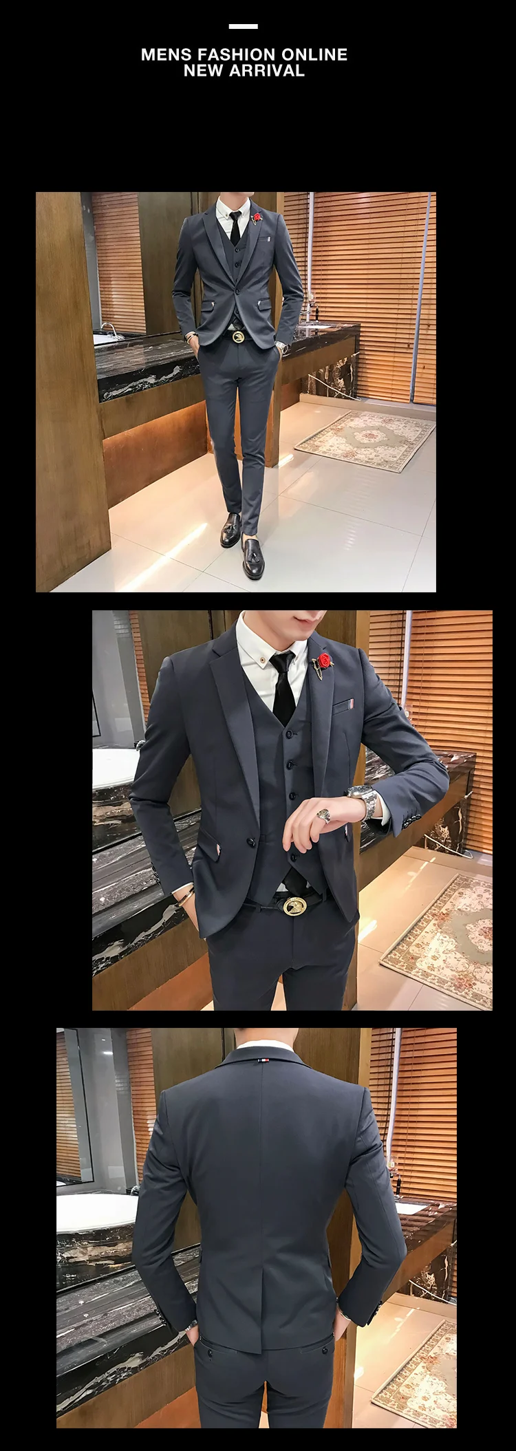 Для мужчин корейский Тонкий костюм комплект Для мужчин молодых красивый костюм из трех предметов