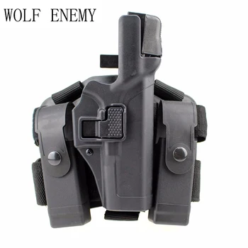 

Tactical Glock Leg Holster Right Thigh Paddle Belt Level Pistol Gun Holster W/ Magazine Torch Pouch for Glock 17 19 22 23 31