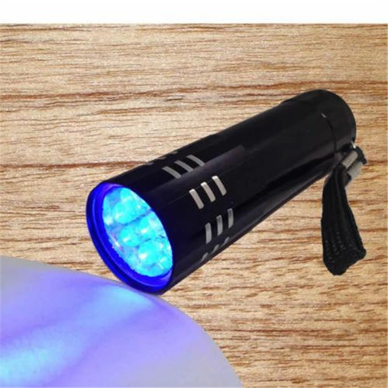 

2018 Hot Sale Portable Mini Aluminum UV Flashlight Violet Light 9 LED Torch Lamp