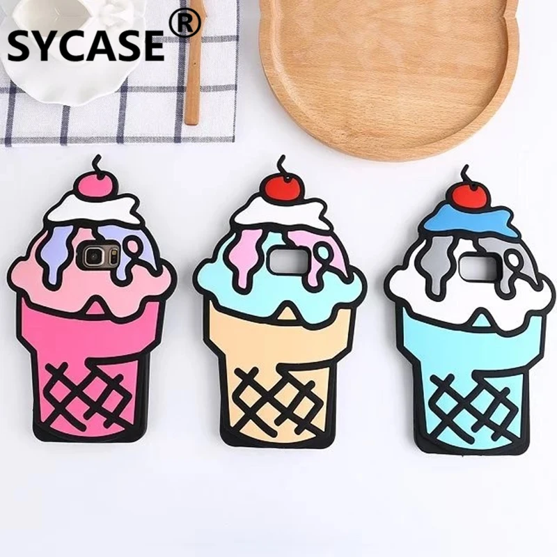 Sycase 3D принтами мультяшного мороженного Мягкая силиконовая задняя крышка для Samsung