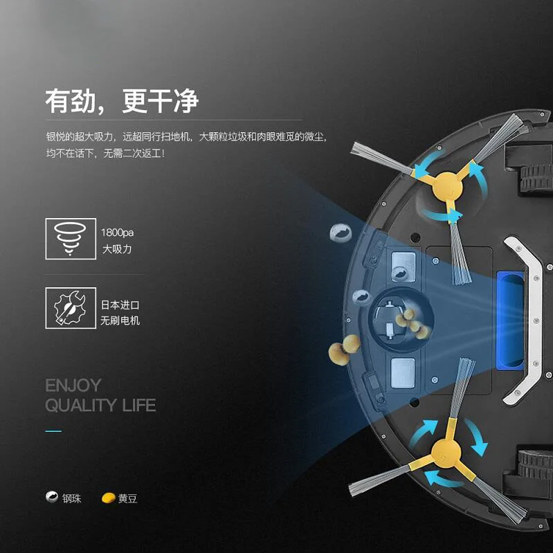 Умный подметальный робот, бытовой полностью автоматический тонкий пылесос с шваброй 1800 па, большая всасывающая очистка, карта, влажная перезарядка