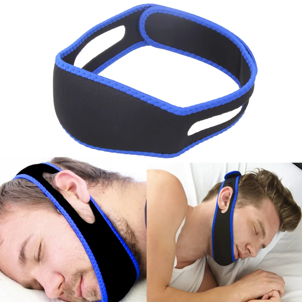 Image Anti Snore Chin Strap Stop Snoring Snore Belt Sleep Apnea Chin Support Straps for Woman Man Health care Sleeping Aid Tools