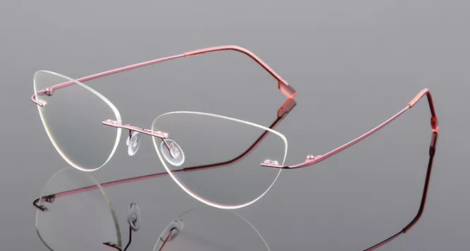 Women Cat Eye Rimless Titanium Eyeglasses myopia glasses prescription Optical Glasses Eyewear short-sighted glasses foldable