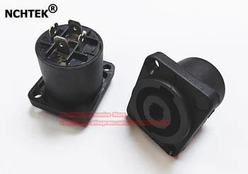 

NCHTEK Square type Speaker 4 Pin Female Jack Panel Mount Compatible Audio Cable Connector, Black Color/Free shipping/20PCS