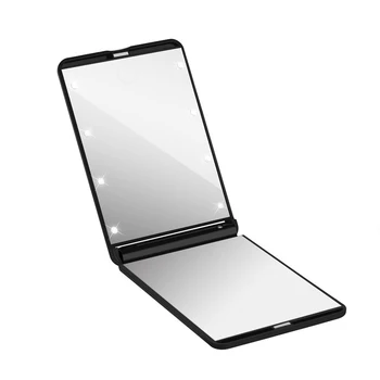 

Collapsible LED Lighted Makeup Mirror Portable Compact 8-LED Cosmetic Folding Lights Mirrors (Black)