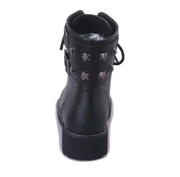 Zapatos Punk Mujer Nouveau Courtes Femmes A193 Gothique Neige Transport Style Rue Moteur Bout Rond Bottes 2018 Mode De Black Lacets Chaussures QrdtshxBC