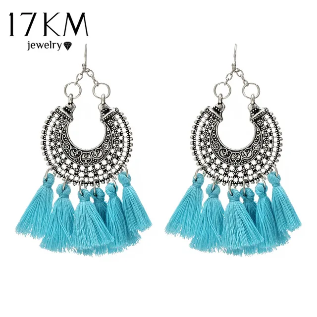17km Tibetan Hollow Out Fringed Chandelier Earrings For Women 17km Tibetan Hollow Out Fringed Chandelier Earrings For Women Whole Multicolor Tel Statement Ethnic Earring Silver