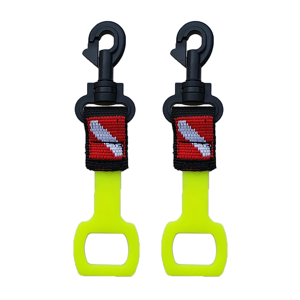 

2Pcs Silicone Scuba Diving Regulator Octopus Holder with 1-inch Webbing and Clip Dive Flag Pattern Water Sports Swimming Diving