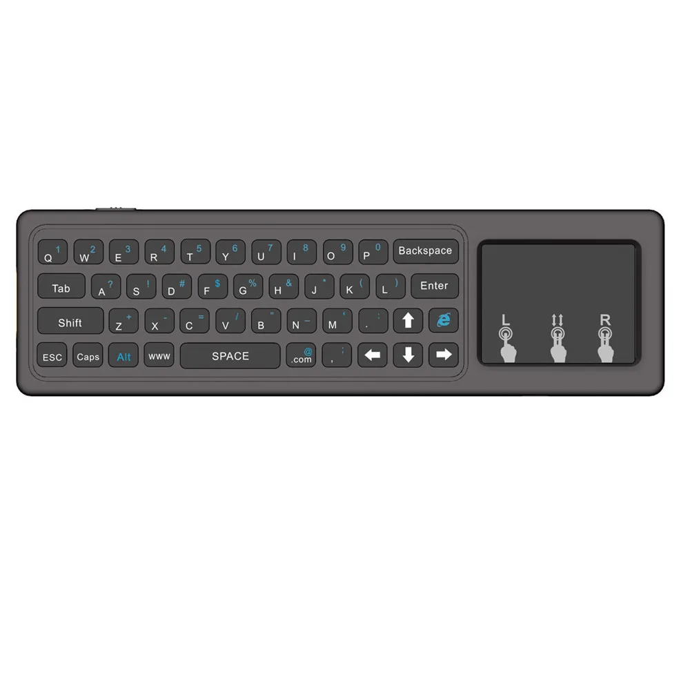 63 клавиши мини клавиатура 2 4 ГГц Беспроводная Fly Air Mouse QWERTY с подсветкой