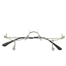 Поддельные очки, оправа для женщин, полукруглые очки с цепочкой, прозрачные, без линз, очки для мужчин, серебристые, золотые, металлические, оправа для очков Oculos De Grau