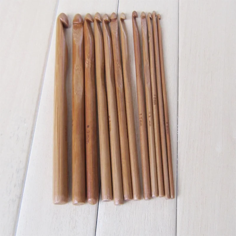 12 шт., бамбуковый вязальный крючок, набор для самостоятельного вязания спиц, ручка для домашнего вязания, плетение пряжи, ремесла, инструменты для домашнего вязания