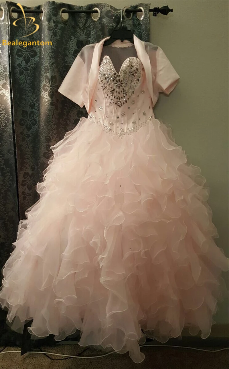 

Bealegantom New Light Pink Ball Gown Quinceanera Dresses 2019 Beaded Sweet 16 Dress 15 Years Vestidos De 15 Anos QA1188