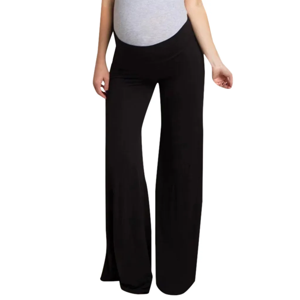SAGACE, повседневные женские Леггинсы для беременных, с высокой талией, широкие штаны, Одежда для беременных, удобные брюки для беременных - Цвет: Черный