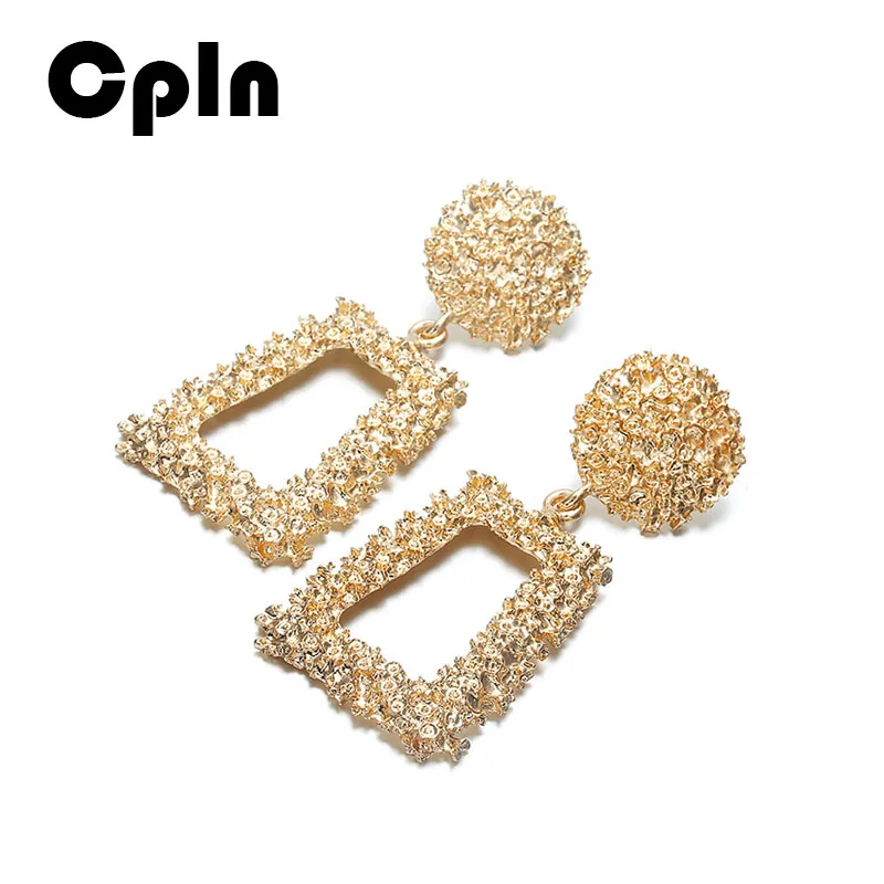 

Cpln new explosion fashion retro style metal pattern earrings female literary temperament court wind gold/silver earring
