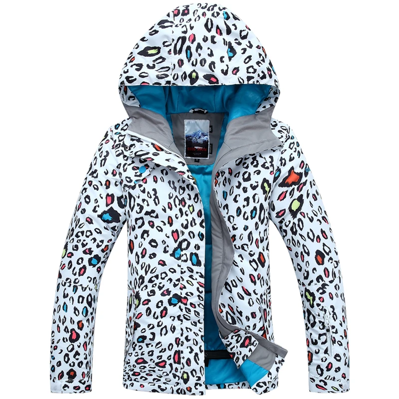 Womens ski jacket leopard print female snowboarding jacket ladies ...