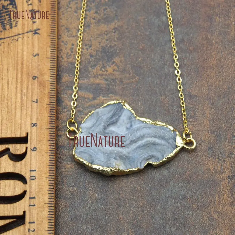 20180315-NM11137- Druzy Cluster Pure Gold Color Necklace Solar Agate Necklace_4