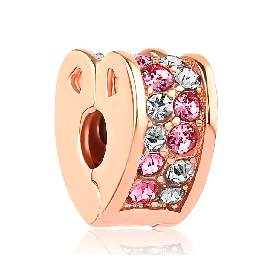 50 styles copper DAZZLING CROWN Rose Shining Flower clip bead Fit Original Pandora Bead Bracelet For Women Charm DIY P021 - Цвет: W1176-6