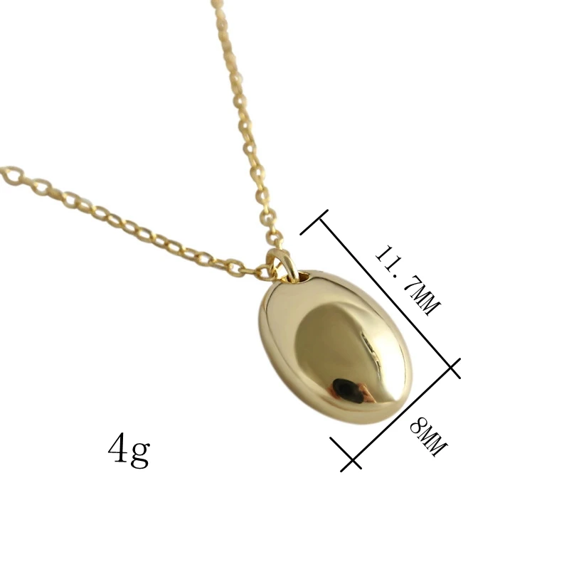 LouLeur 925 Стерлинговое Серебро овальное глянцевое ожерелье с подвеской простое дикое темперамент текстура женское ожерелье элегантное ювелирное изделие