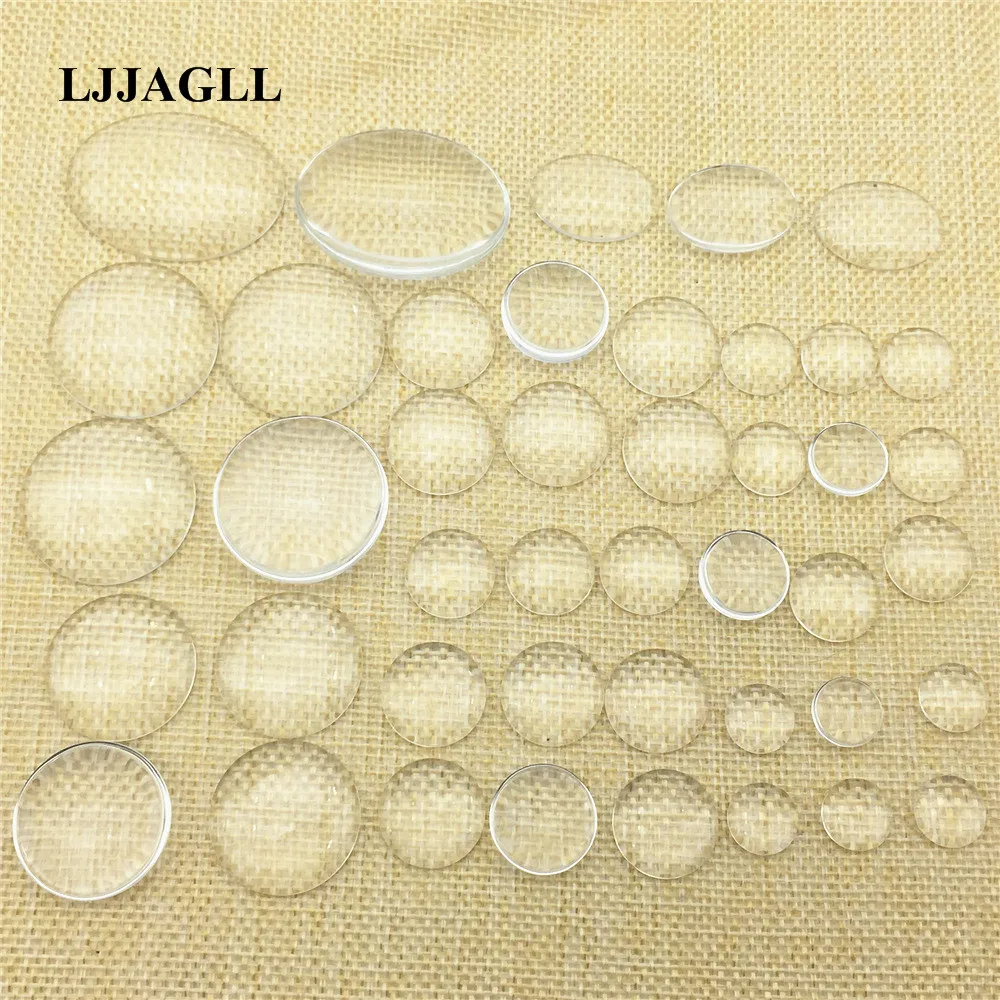 

LJJAGLL Mixed Sizes Clear Glass Dome Cabochon 12/14/16/18/20/25/30mm Round Oval Cameo Setting Jewelry Making semicircle ABS011