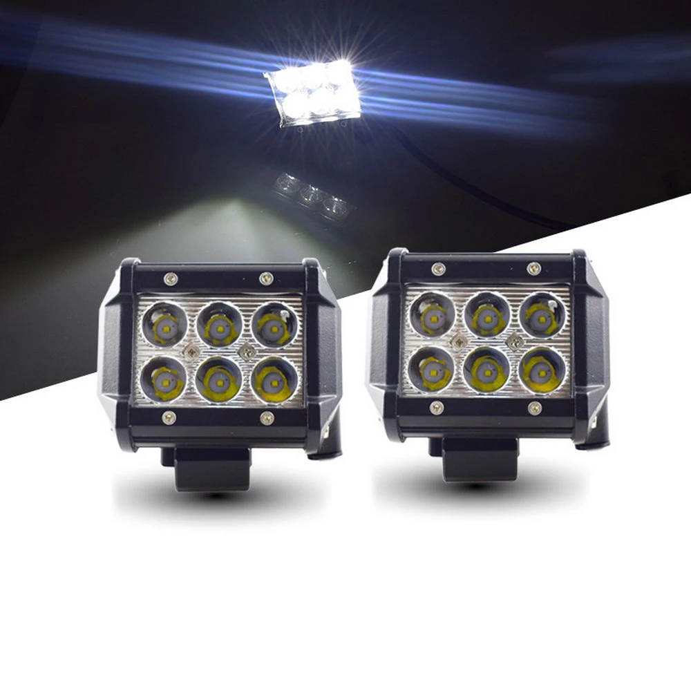 

Car Light 1/2PCS 18W LED Double Row Work Light 6000K Waterproof IP67 Car Light for Driving Tractor Offroad SUV 4WD Work Lights